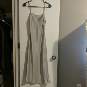 Beautiful silver silk slip dress Aritzia